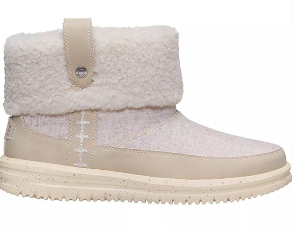 Hey Dude Women's Camden Cuff Wool Cozy Tan Boots sz 7